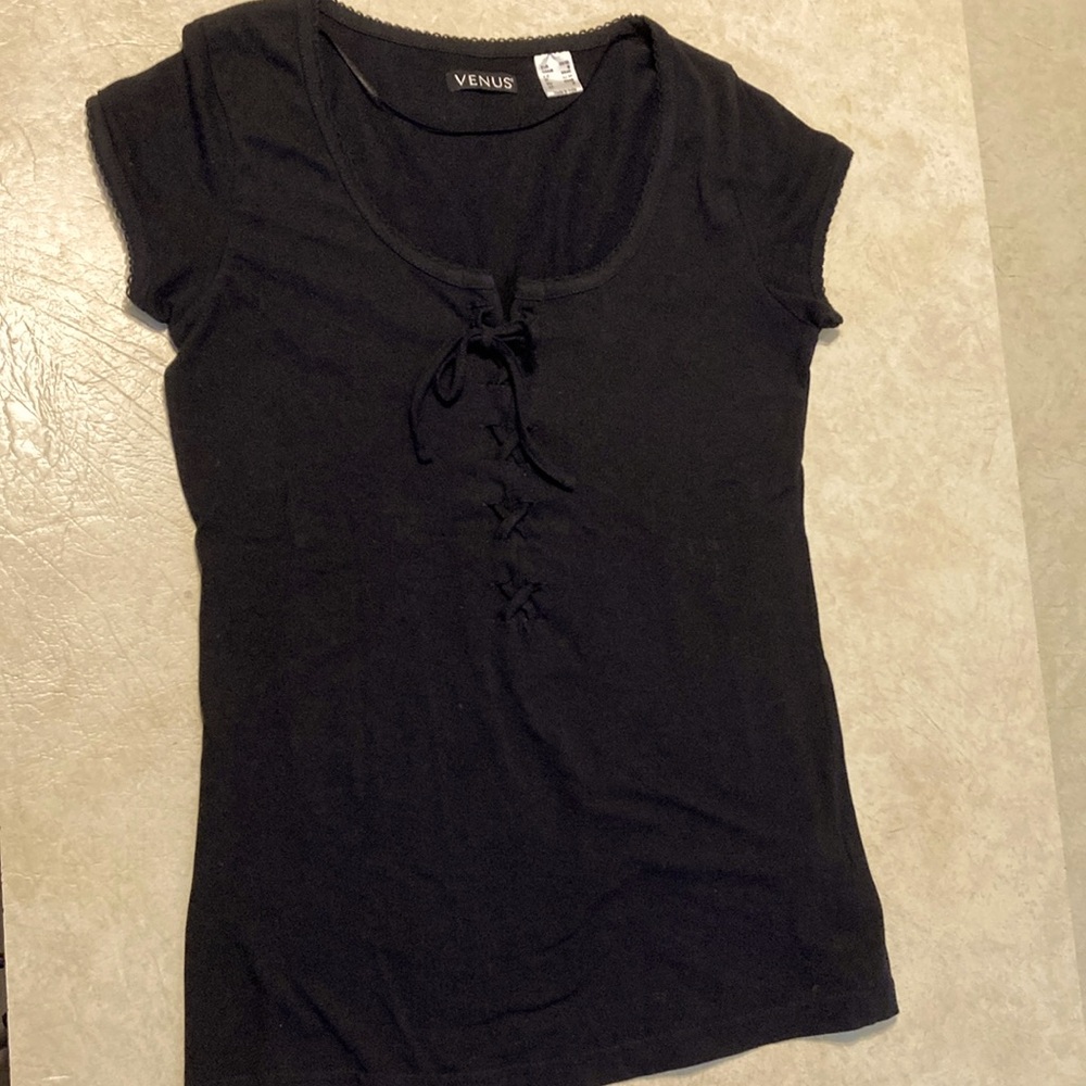 Venus short sleeve black top